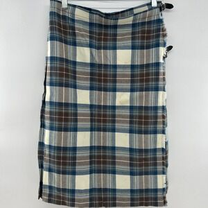 Moffat Weavers Scotland Pure New Wool Kilt Size 18 Blue and brown Plaid Buckles